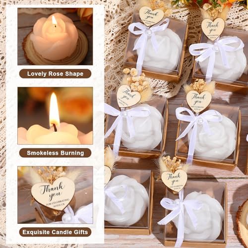 Threlaco 50 Sets Wedding Rose Candles Favor Bulk