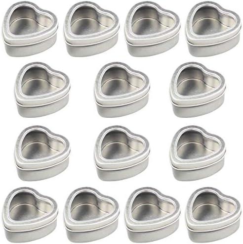 14-Pack Heart-Shaped Silver Metal Tins for Candle Making More