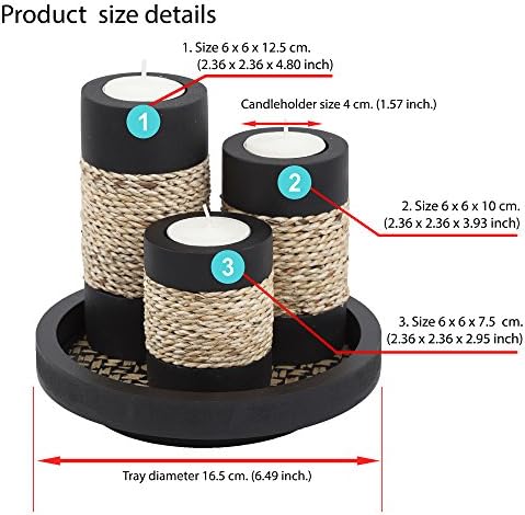 Iyara Craft Tealight Candle Holders Set of 3 with Tray 1