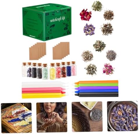 FRCOLOR Witchcraft Starter Kit with Dried Flowers and Crystals