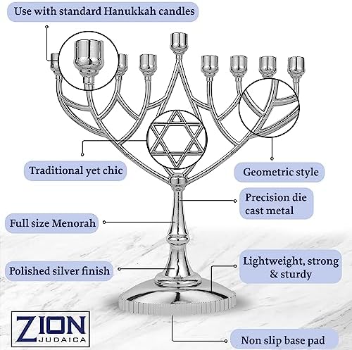 Complete Hanukkah Sturdy Perfect Size Menorah Kit