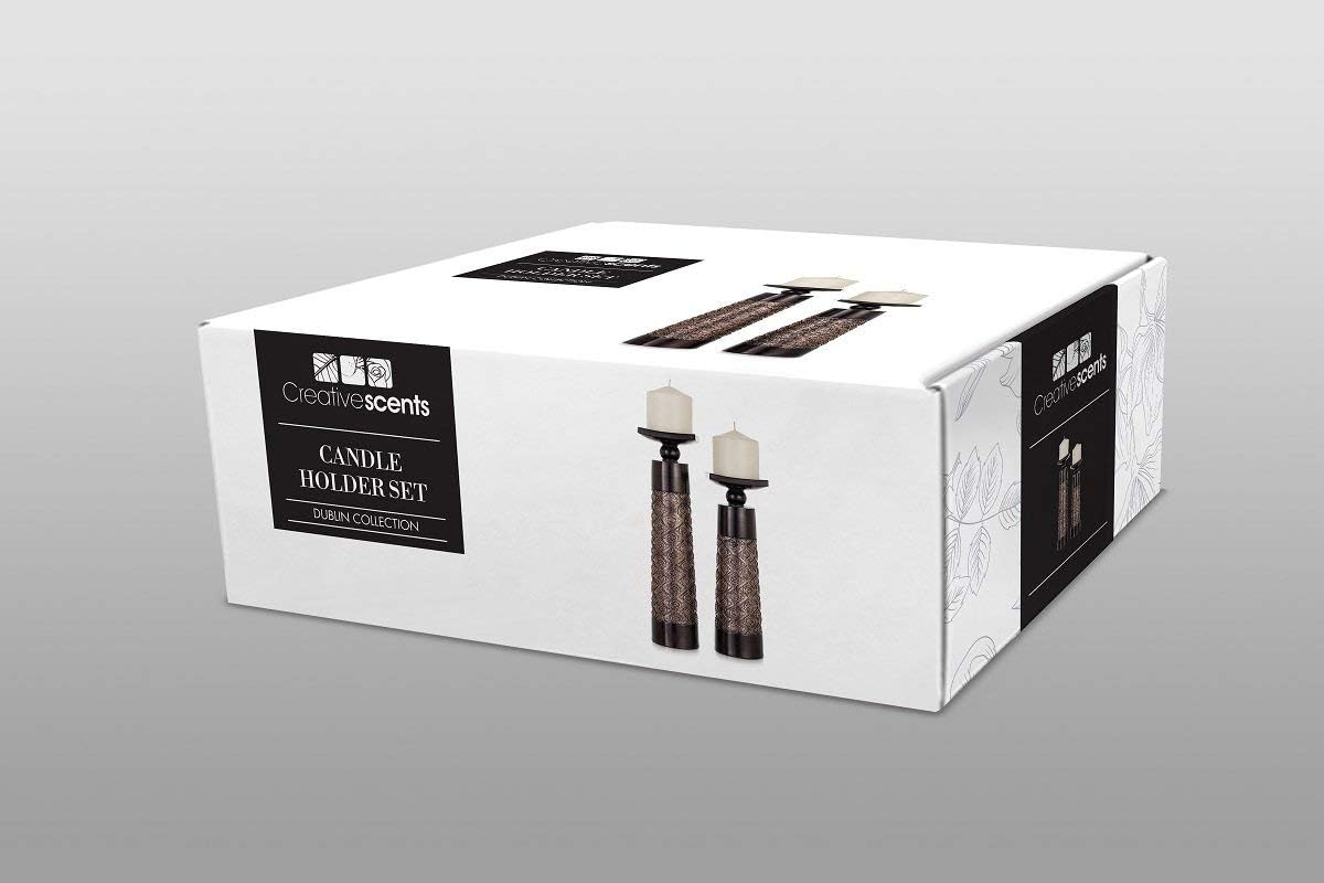 Creative Scents Dublin Brown Pillar Candle Holder Set of 2