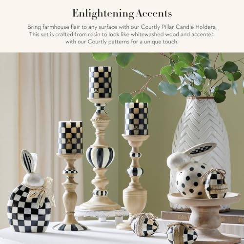 Elegant Black White Candle Holder Set