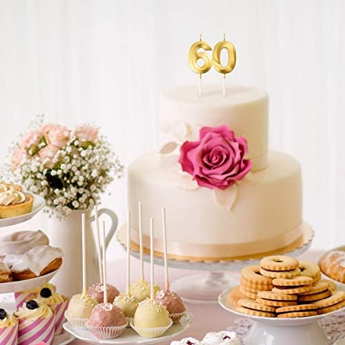 Golden Number 60th Birthday Candles for Cake Topper Decorations