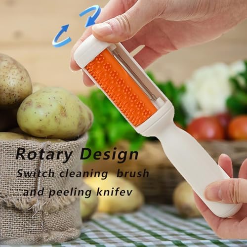 Firjuty 2-in-1 Vegetable Fruit Cleaning Brush Easy Peeling Tool