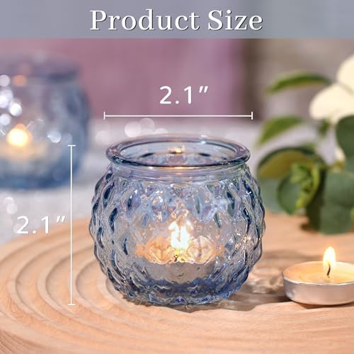 Stunning Blue Diamond Textured Votive Candle Holder Set of 24