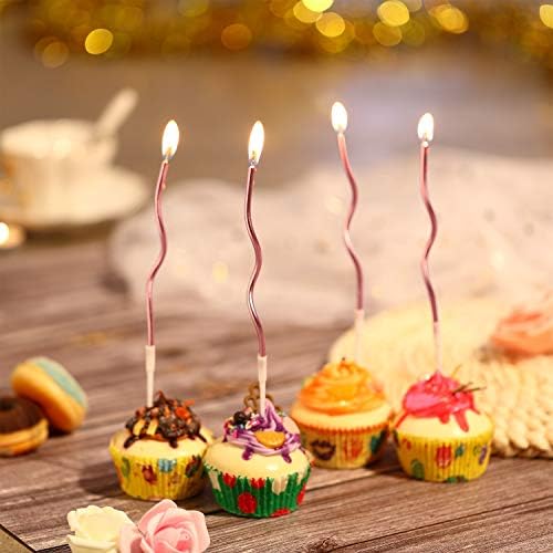 48 Twisty Metallic Rose Birthday Candles
