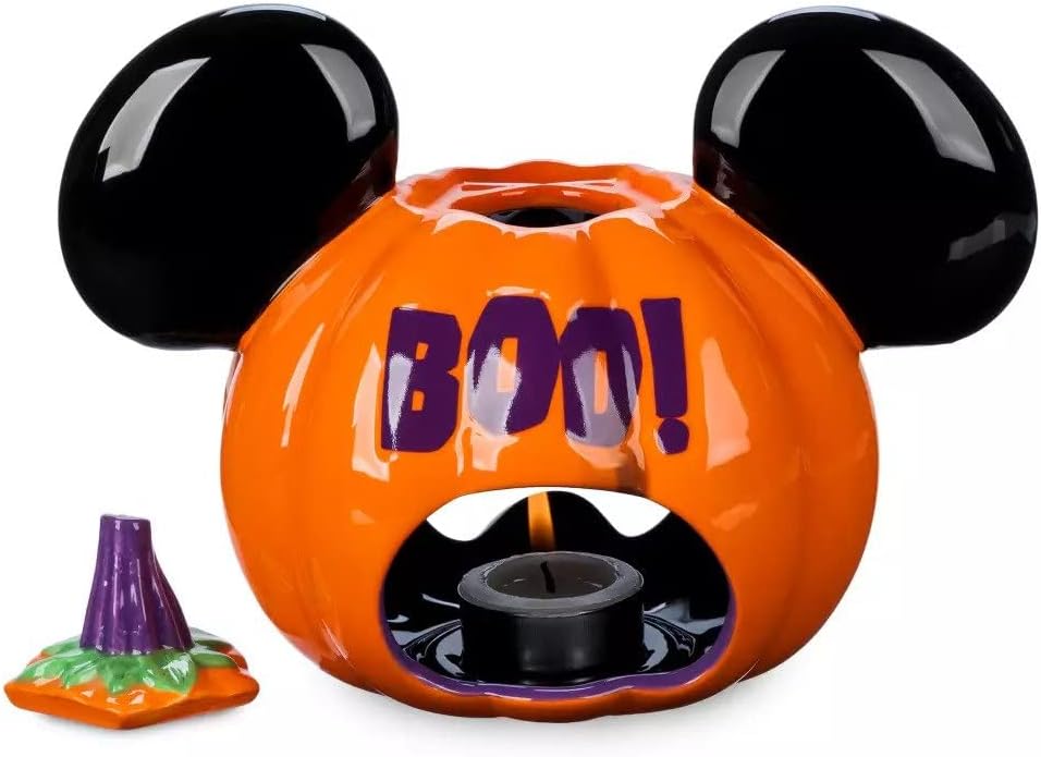 Disney Parks Mickey Mouse Halloween Jack-O-Lantern Pumpkin Votive Ceramic Candle Holder