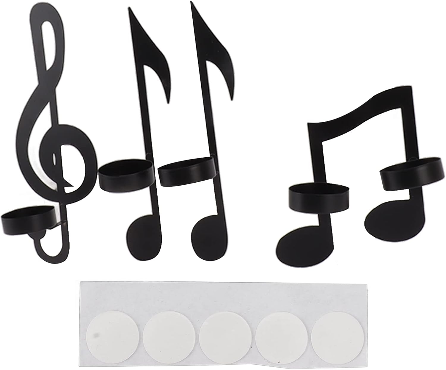 4Pcs Wall Sconces Black Metal Music Note Candle Holders