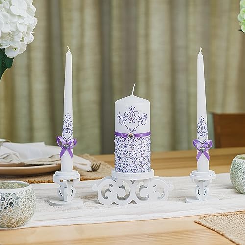 VABA Unity Violet Wedding Candles Set - Ceremony Unity Candles Set of 3