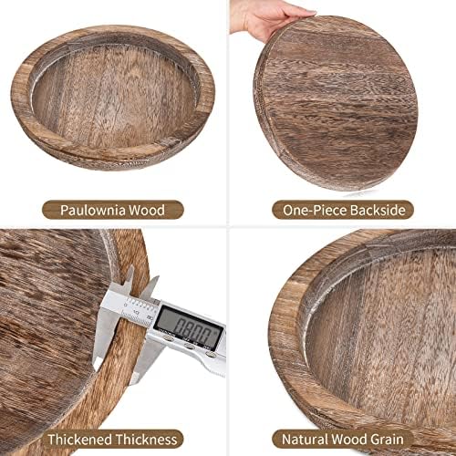 Hanobe Small Candle Plate Holder Rustic Wooden Table Centerpiece