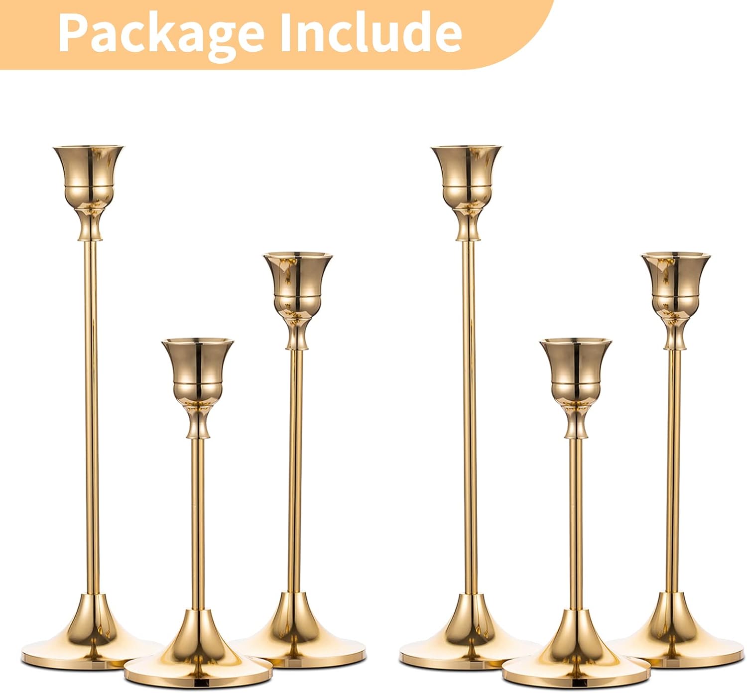 Brass Gold Candleholders Set - Taper Candle Stands