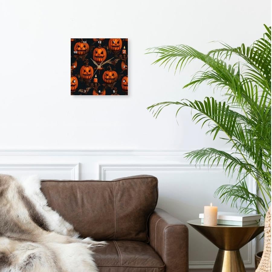 3DRose 10-Inch Halloween Wall Clock Silent