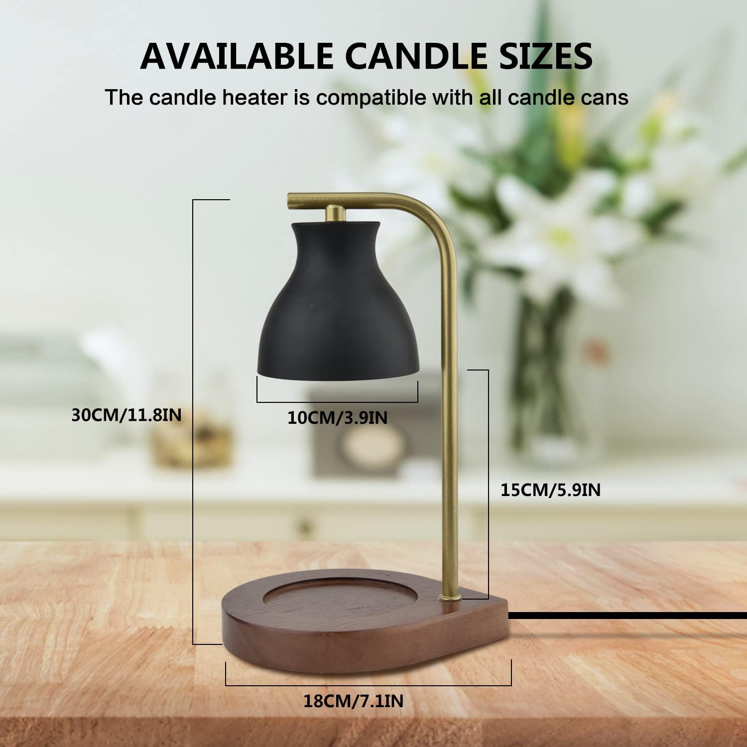 SOKCVSEA Candle Warmer Lamp - Candle Lamp Warmer with Dimmable CBlack Gold