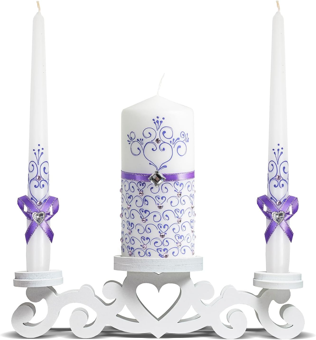 VABA Unity Violet Wedding Candles Set - Ceremony Unity Candles Set of 3