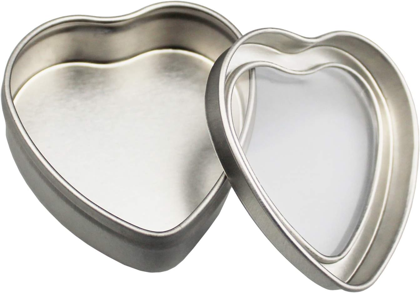 14-Pack Heart-Shaped Silver Metal Tins for Candle Making More