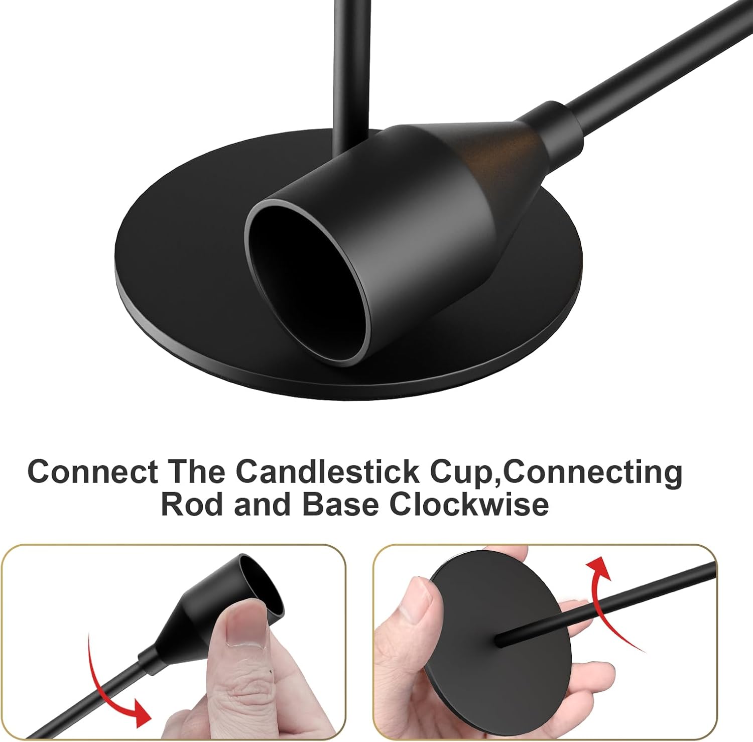 Elegant Matte Black Taper Candle Holder Set