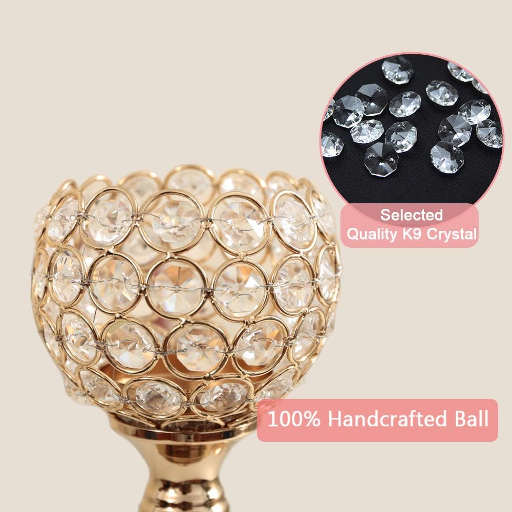 VINCIGANT Gold Crystal Candle Holders Set of 2