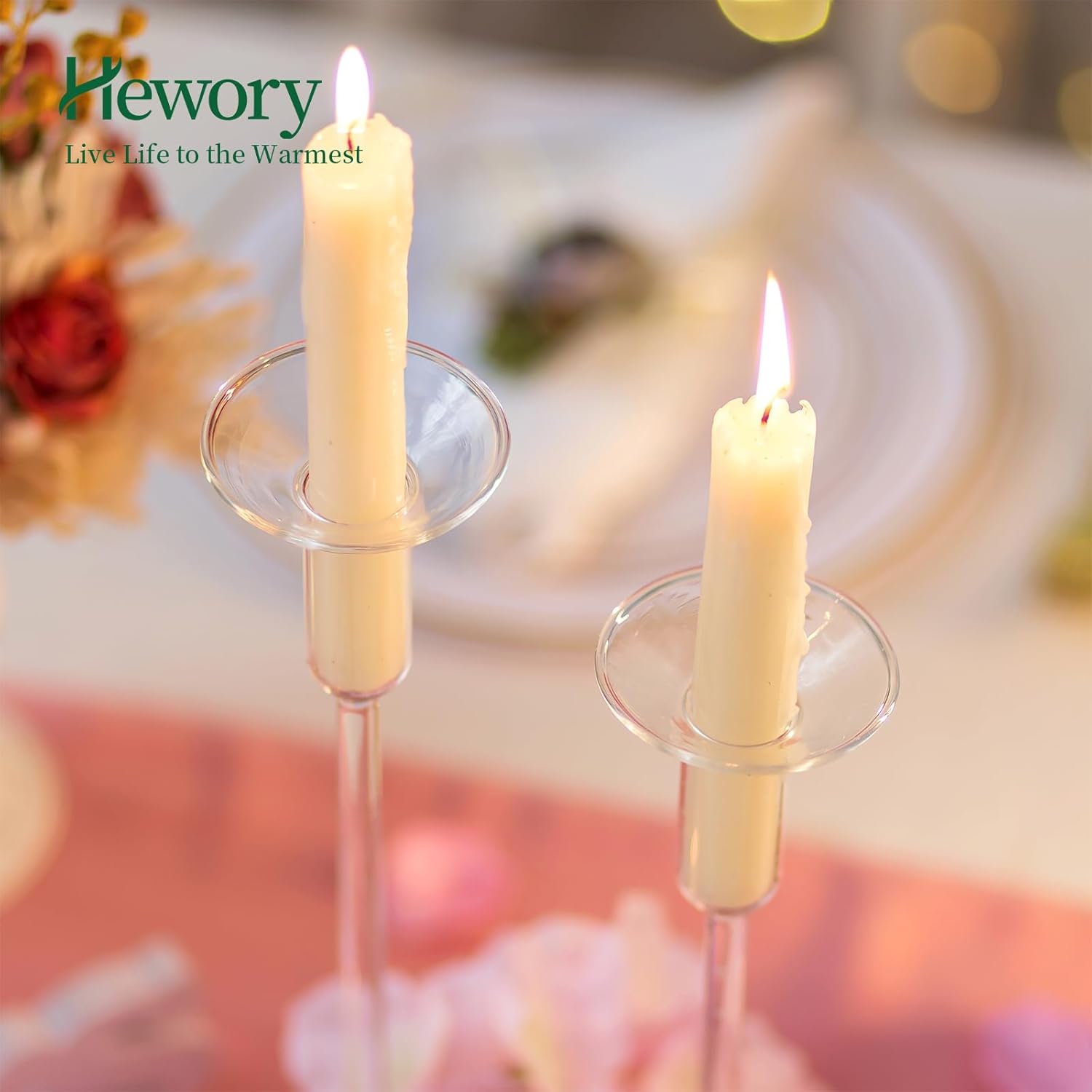 Hewory Glass Bobeches for Candle Drip Catcher
