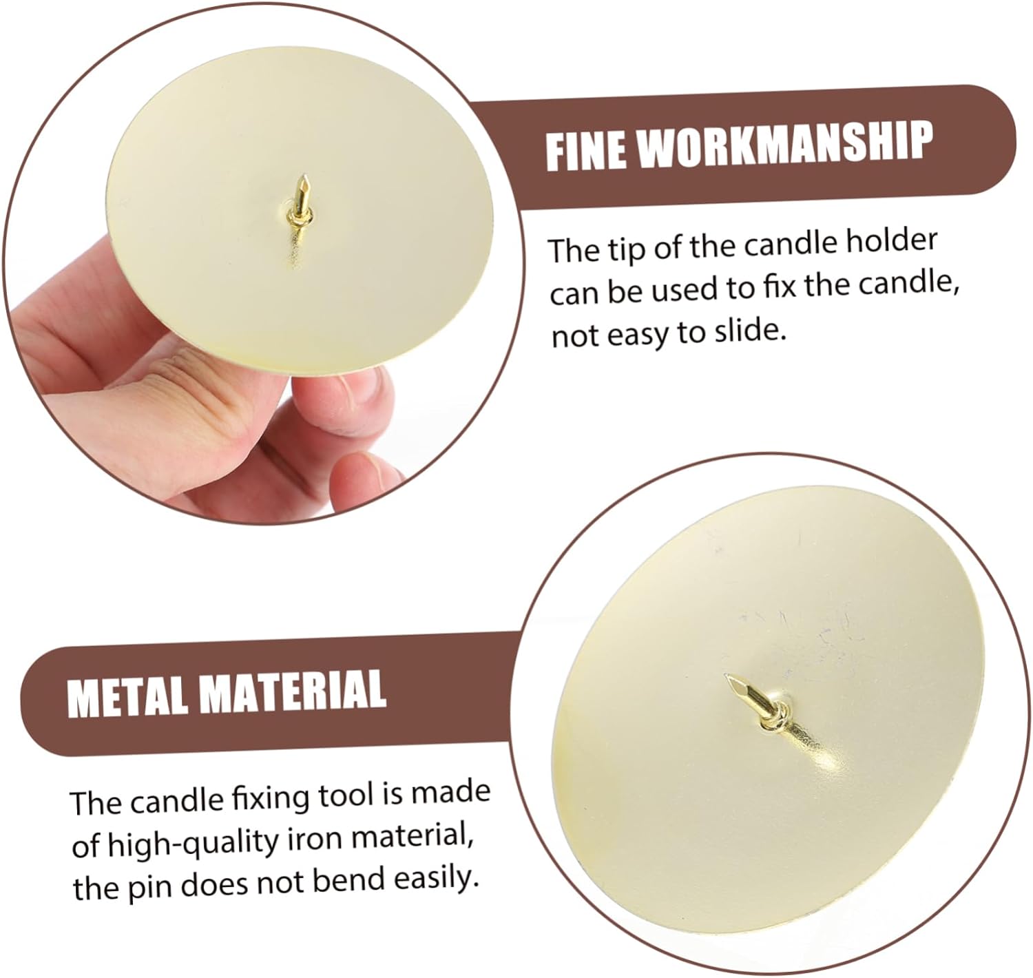 10Pcs Metal Candle Smooth Surface Holder Set