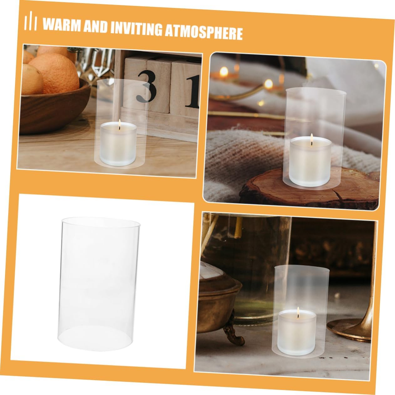 PrettyZoom Clear Glass Candle Holder Sleeve Elegant Design