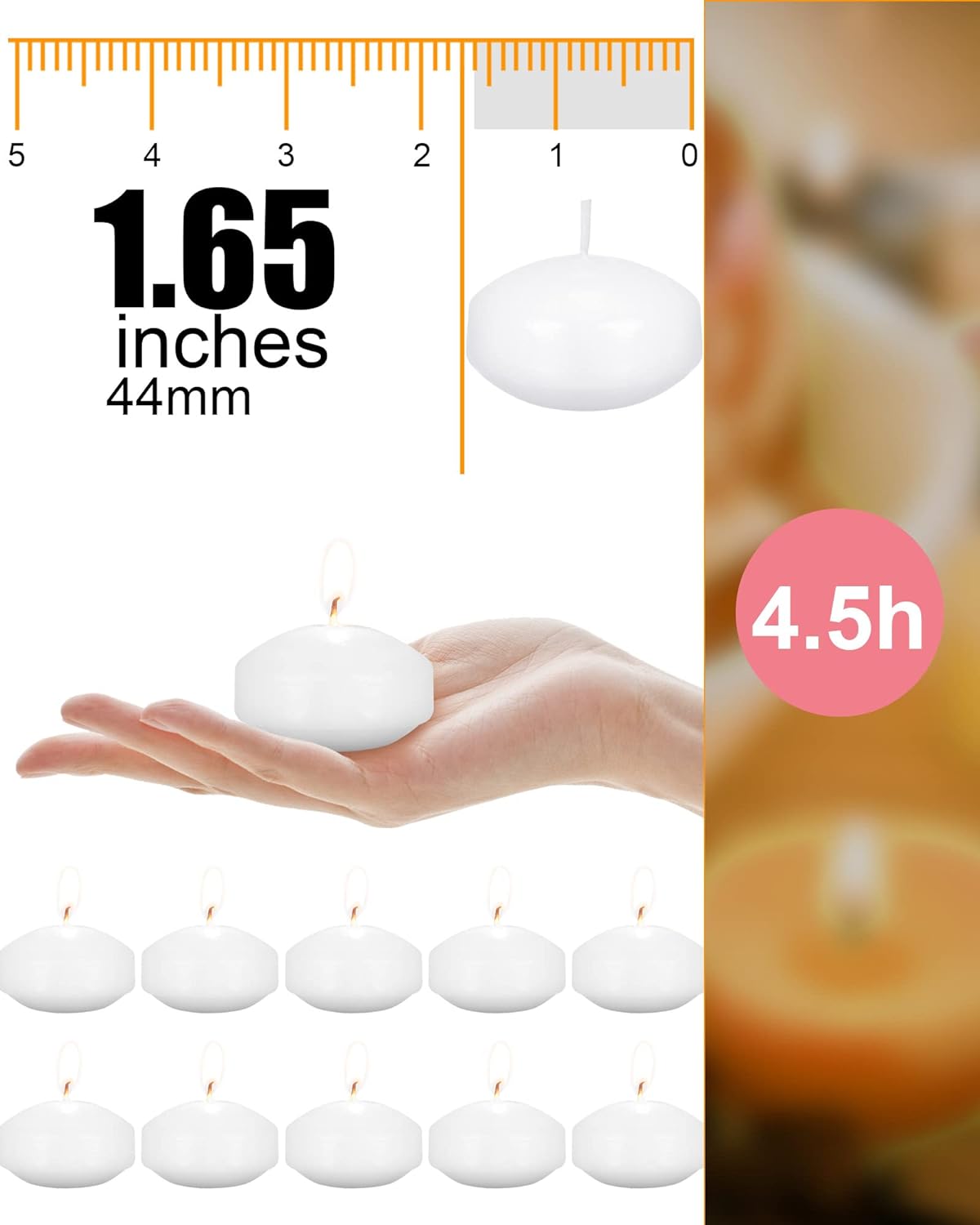 Low-needle floating tealight candles - 100 pieces 165 inch elegant unscented