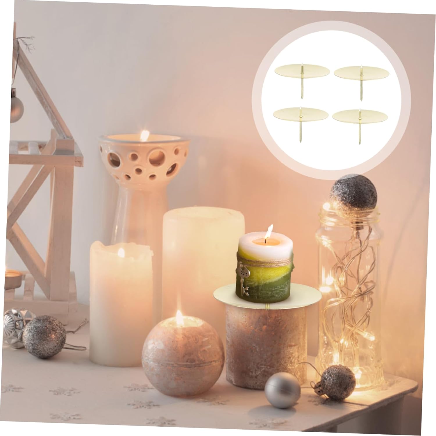 10Pcs Metal Candle Smooth Surface Holder Set