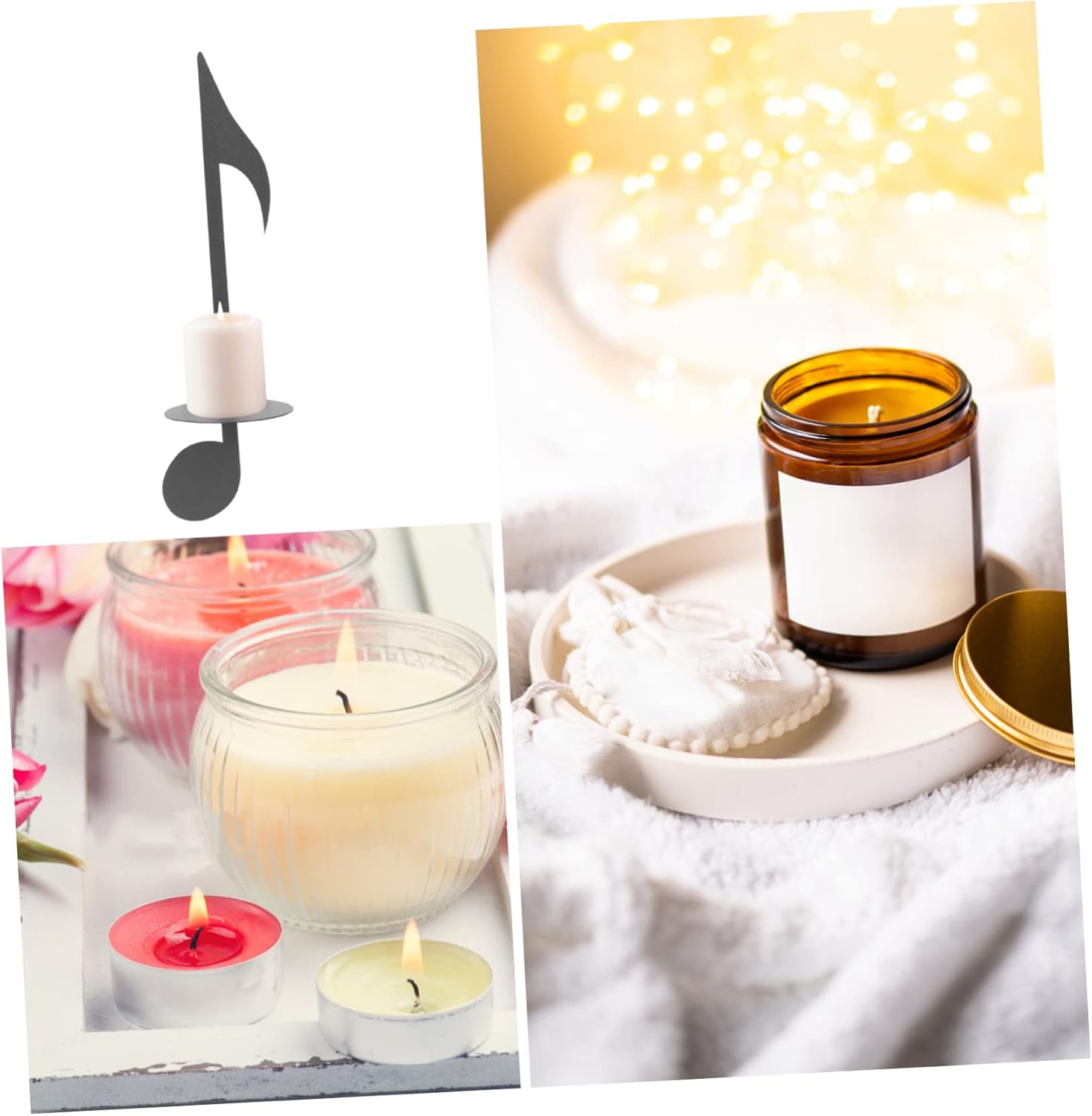 Square Metal Wall Candle Holder with Music Notes Design