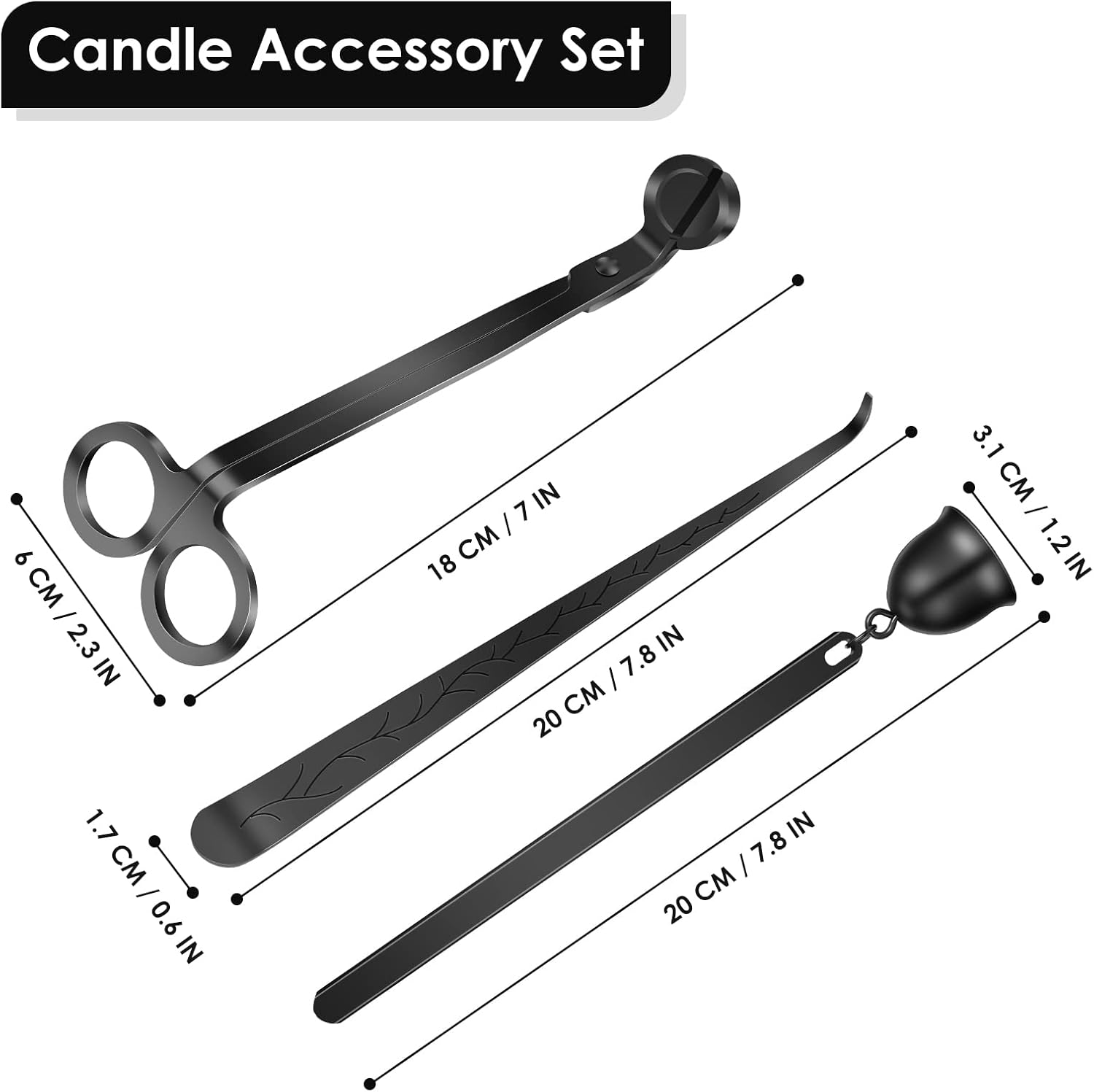 Bright compact and stylish candles Wick Tools Set 3 Piece