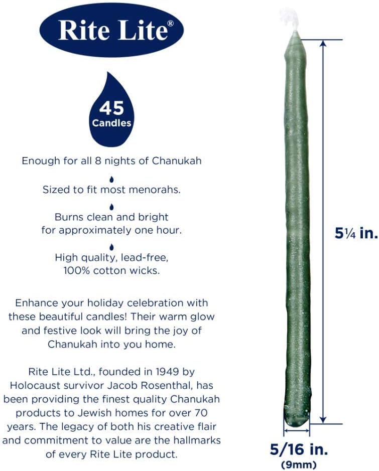 Rite Lit Green Hanukkah Candles - Support Troops