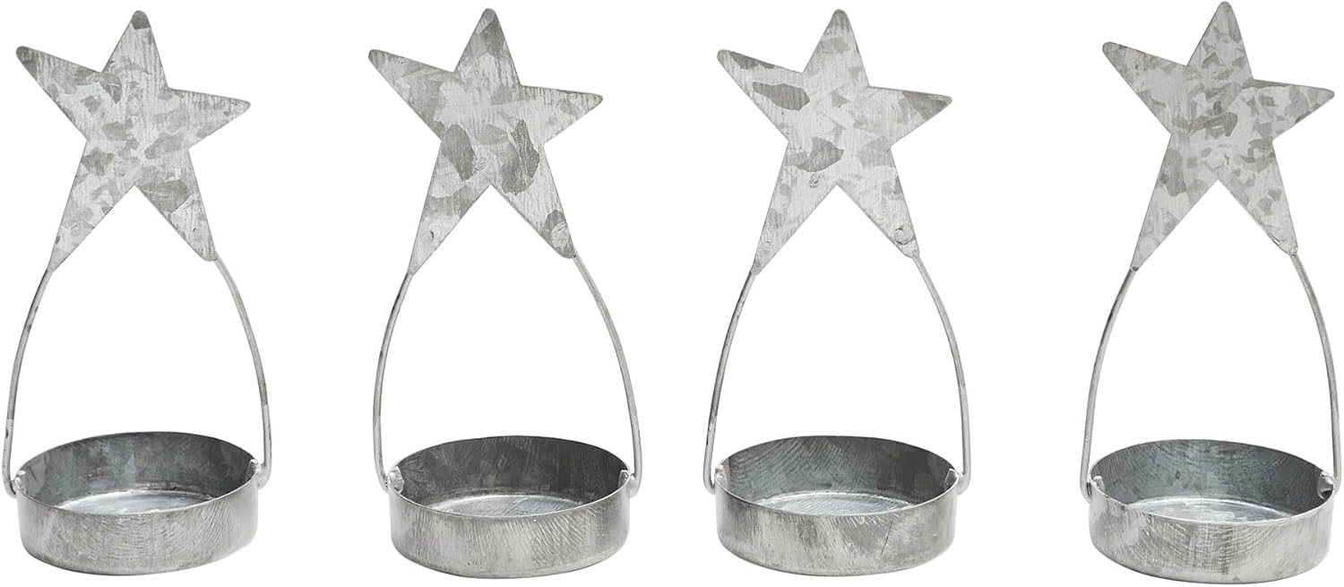 Star Tealight Holder Set Galvanized