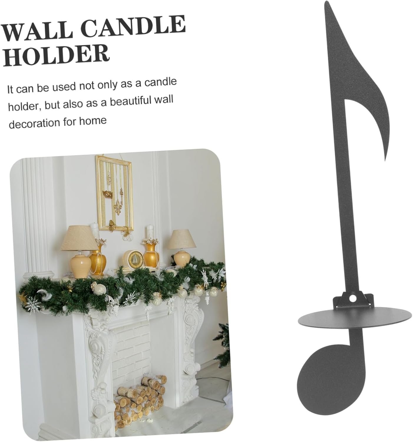 Square Metal Wall Candle Holder with Music Notes Design