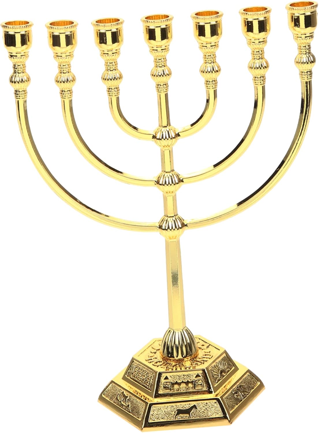 7-Piece Israeli Metal Candlestick Set for Home or Church