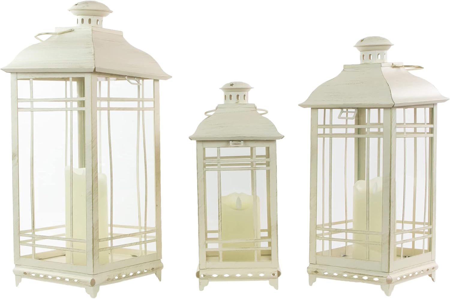 Northlight Set of Three Luxury Candle Lanterns with Brushed Gold Accents
