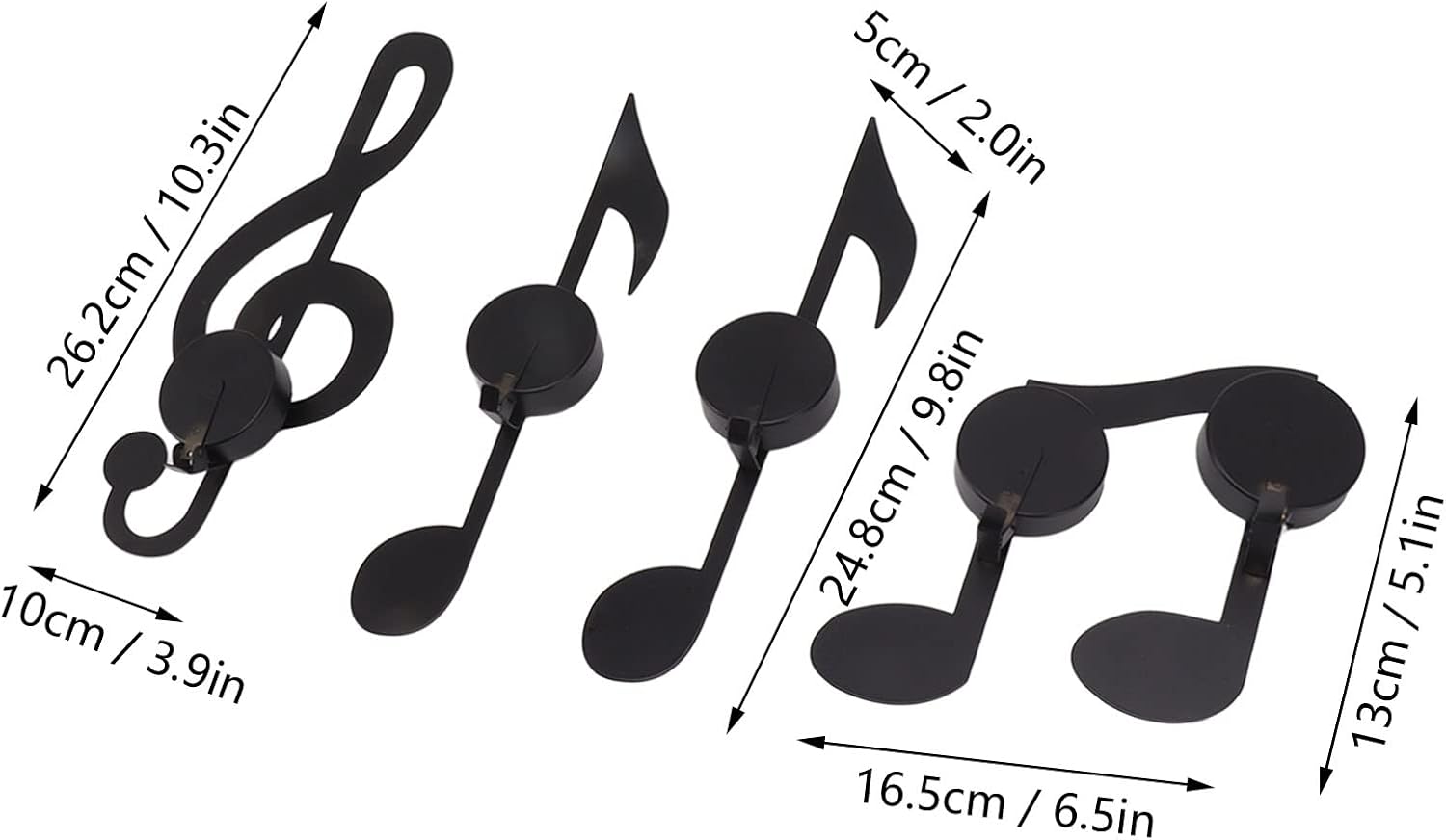 4Pcs Wall Sconces Black Metal Music Note Candle Holders