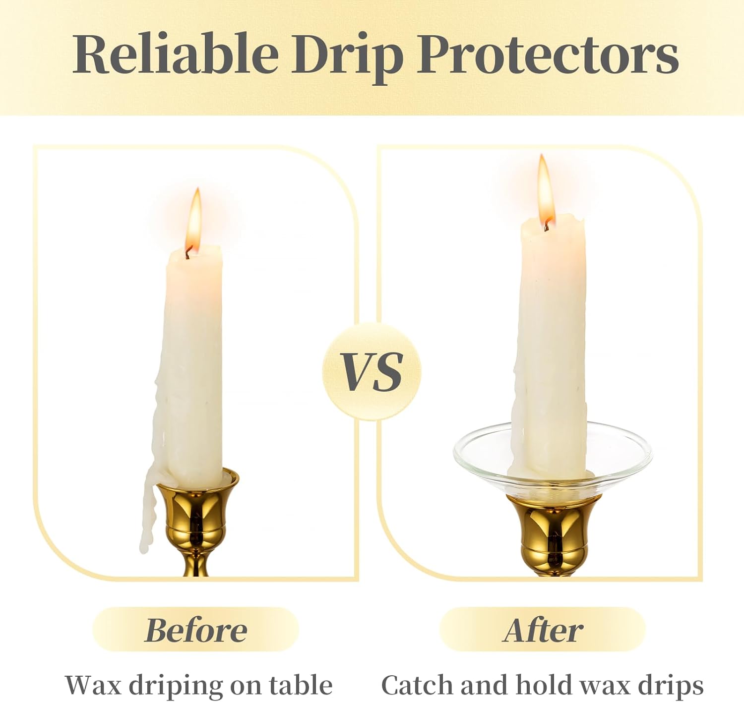Hewory Glass Bobeches for Candle Drip Catcher