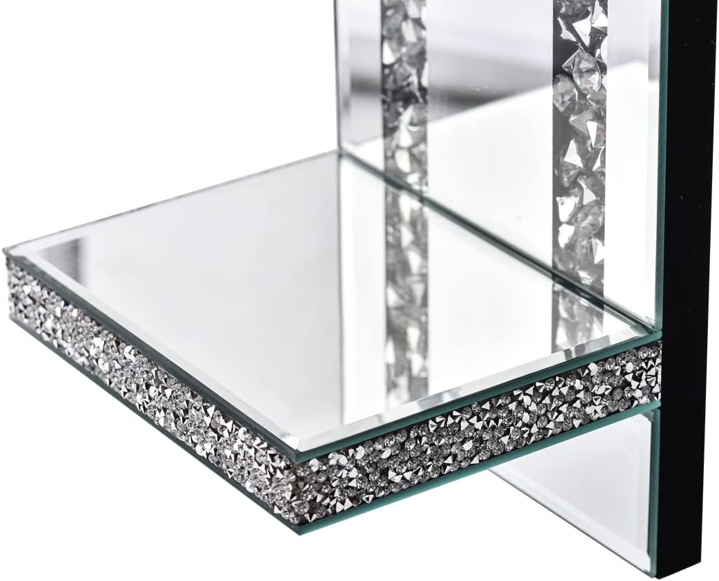 Simply Elegance Crystal Crush Diamond Mirrored Candle Sconves Silver