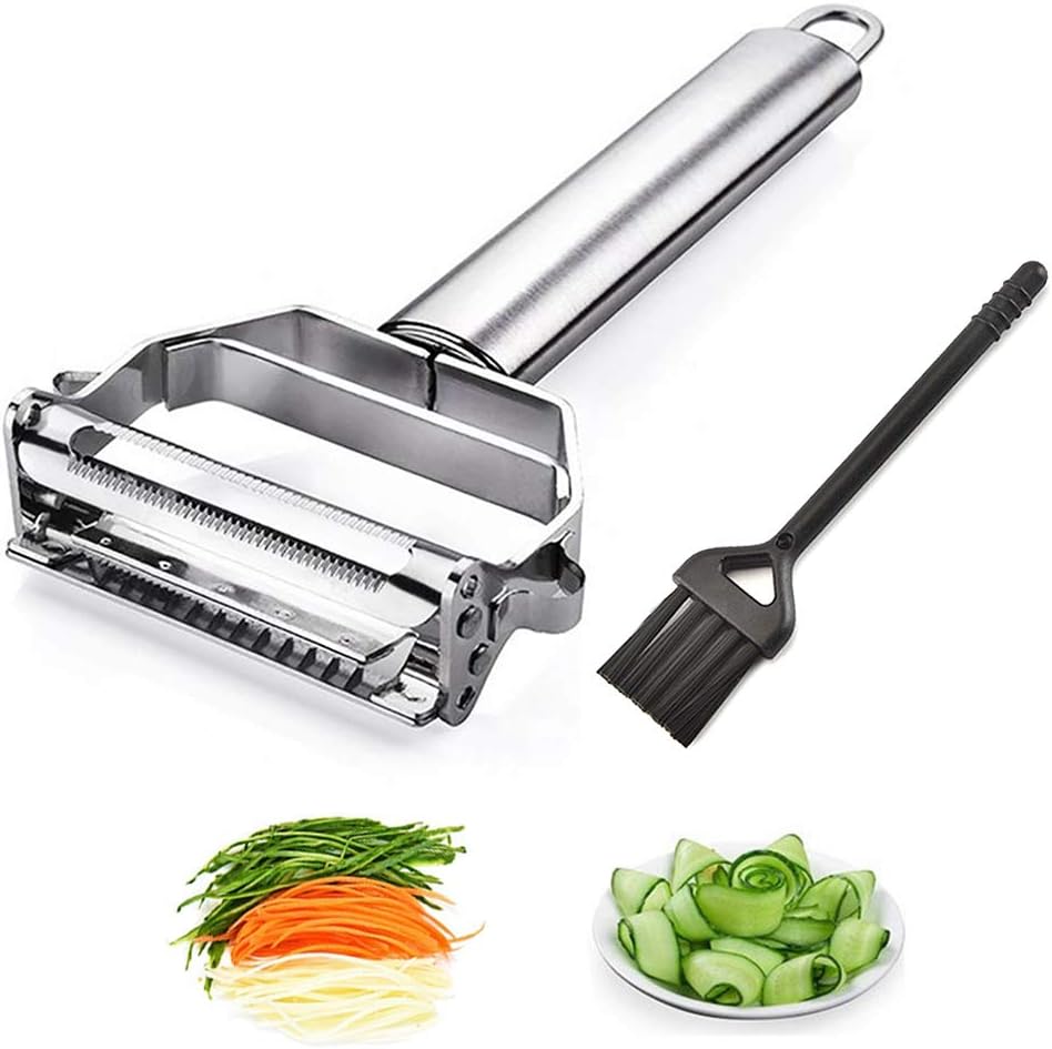 Stainless Steel Julienne Peeler with Brush for Vegetables and Fruits