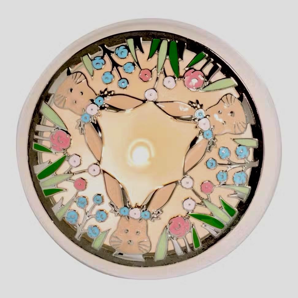 Easter Metal Candle Holder with Bunnies and Flowers