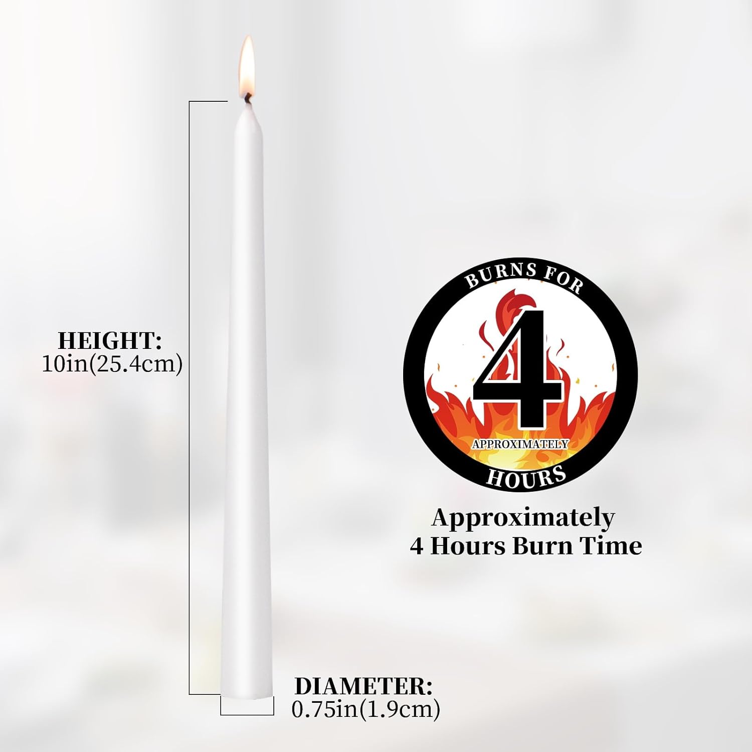 TAL White Unscented Taper Candles 10-Pack