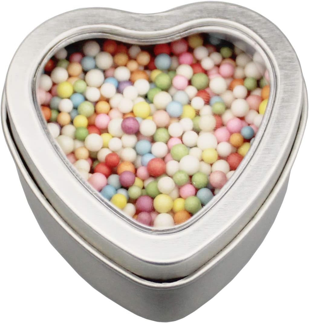 14-Pack Heart-Shaped Silver Metal Tins for Candle Making More