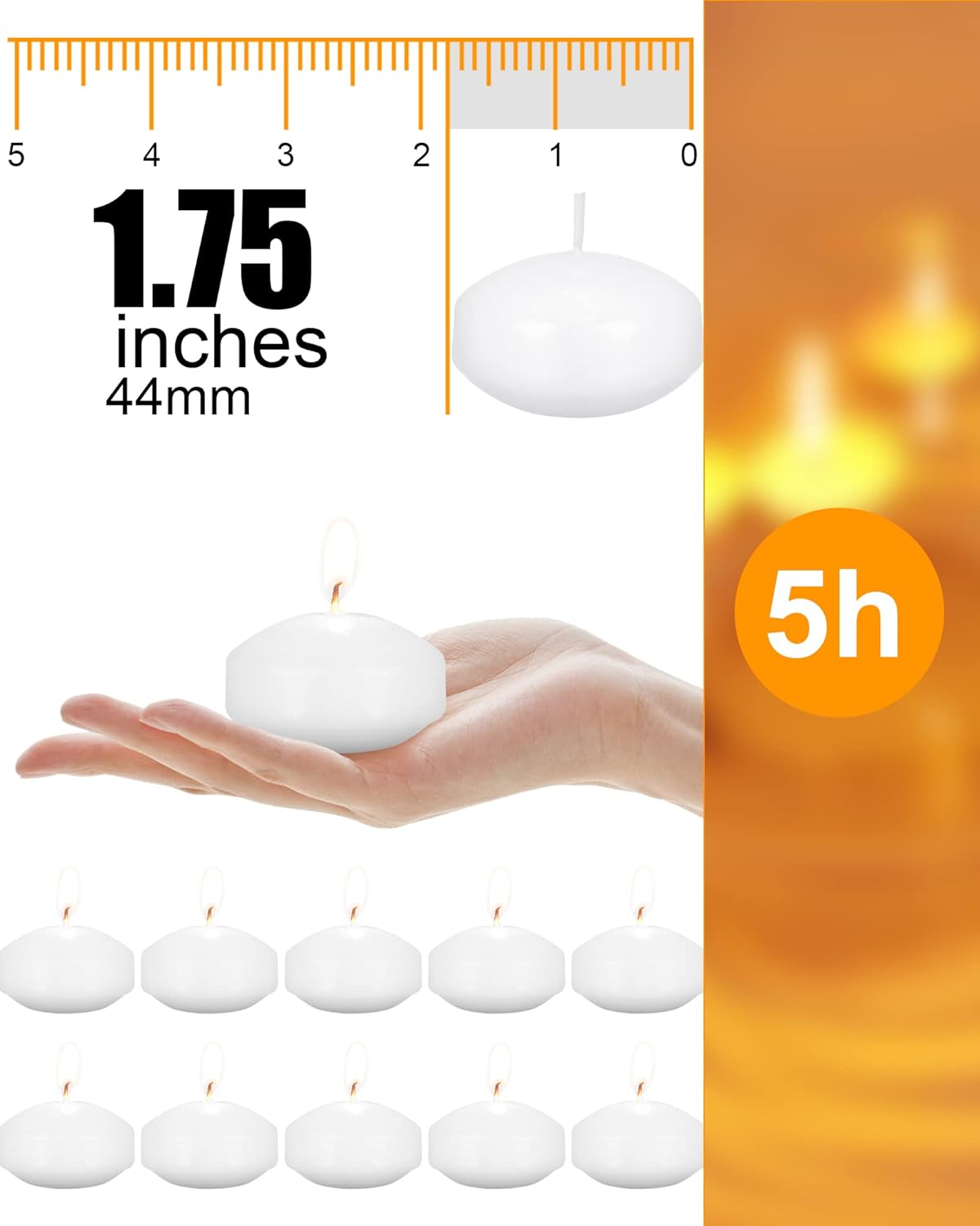 Elegant 80-Piece White Floating Candles for Weddings More