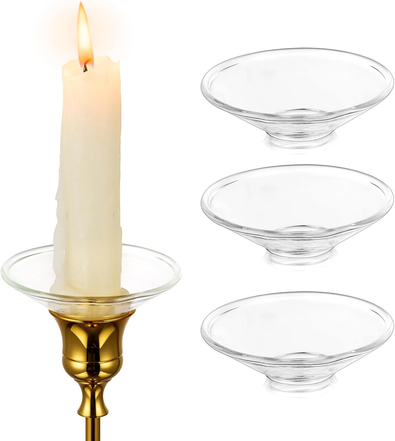 Hewory Glass Bobeches for Candle Drip Catcher