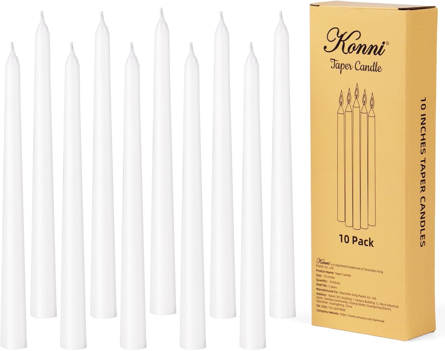 TAL White Unscented Taper Candles 10-Pack