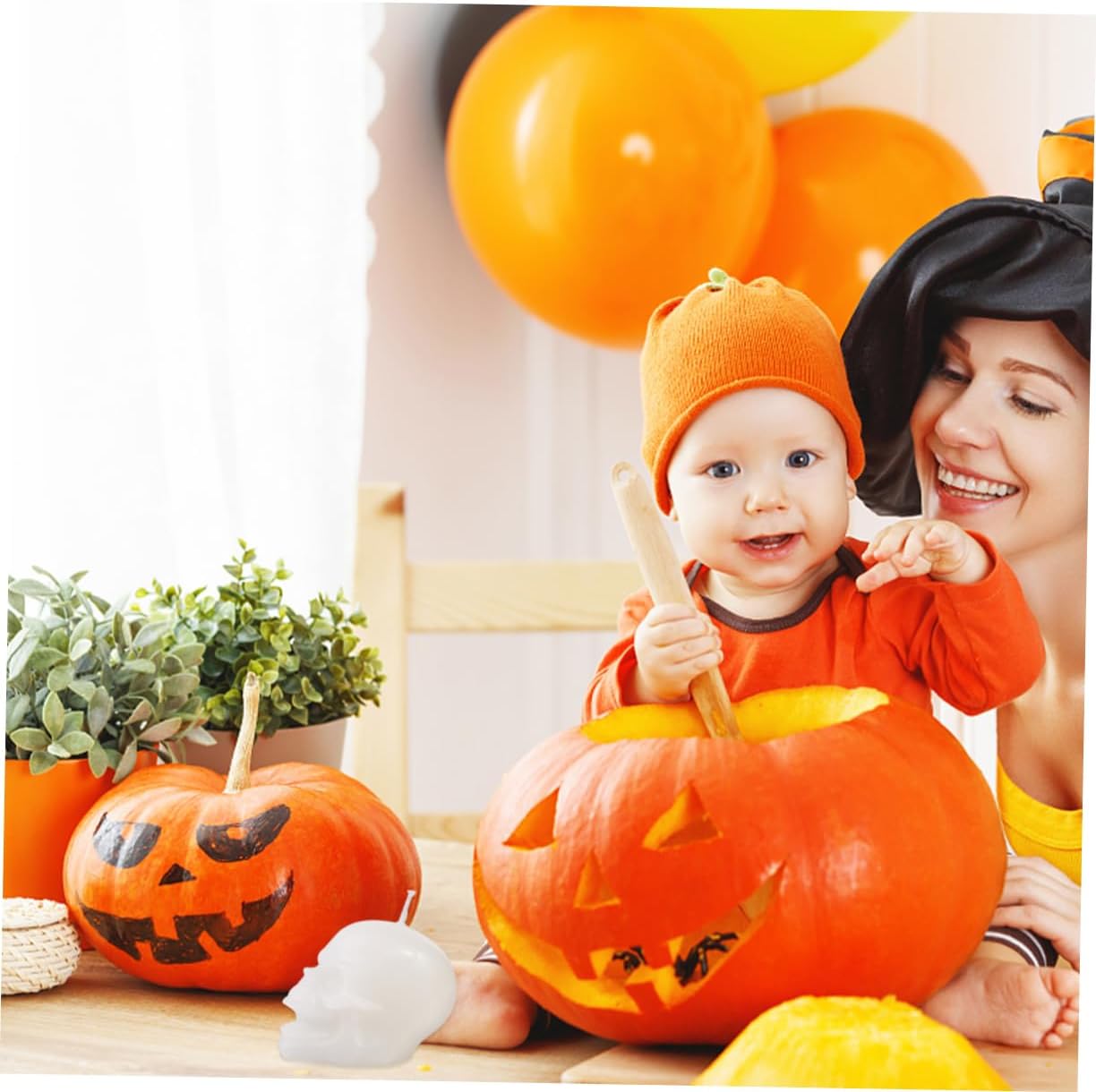 OSALADI 2-Piece Halloween Skull Light Table Centerpieces