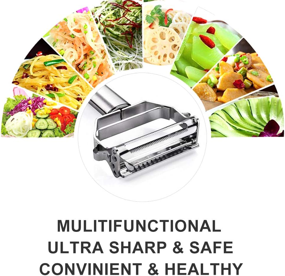 Stainless Steel Julienne Peeler with Brush for Vegetables and Fruits
