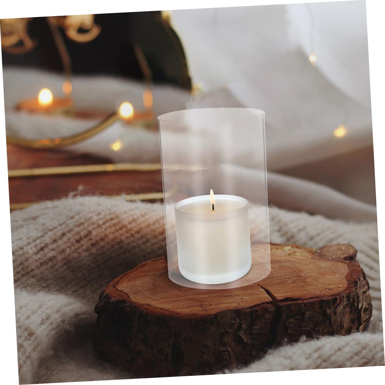 PrettyZoom Clear Glass Candle Holder Sleeve Elegant Design