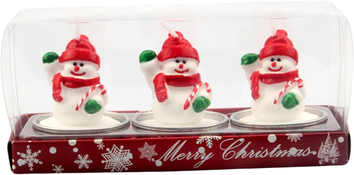 3 Realistic Snowman Candles for Christmas - Festive 1x2 Inch Alluring
