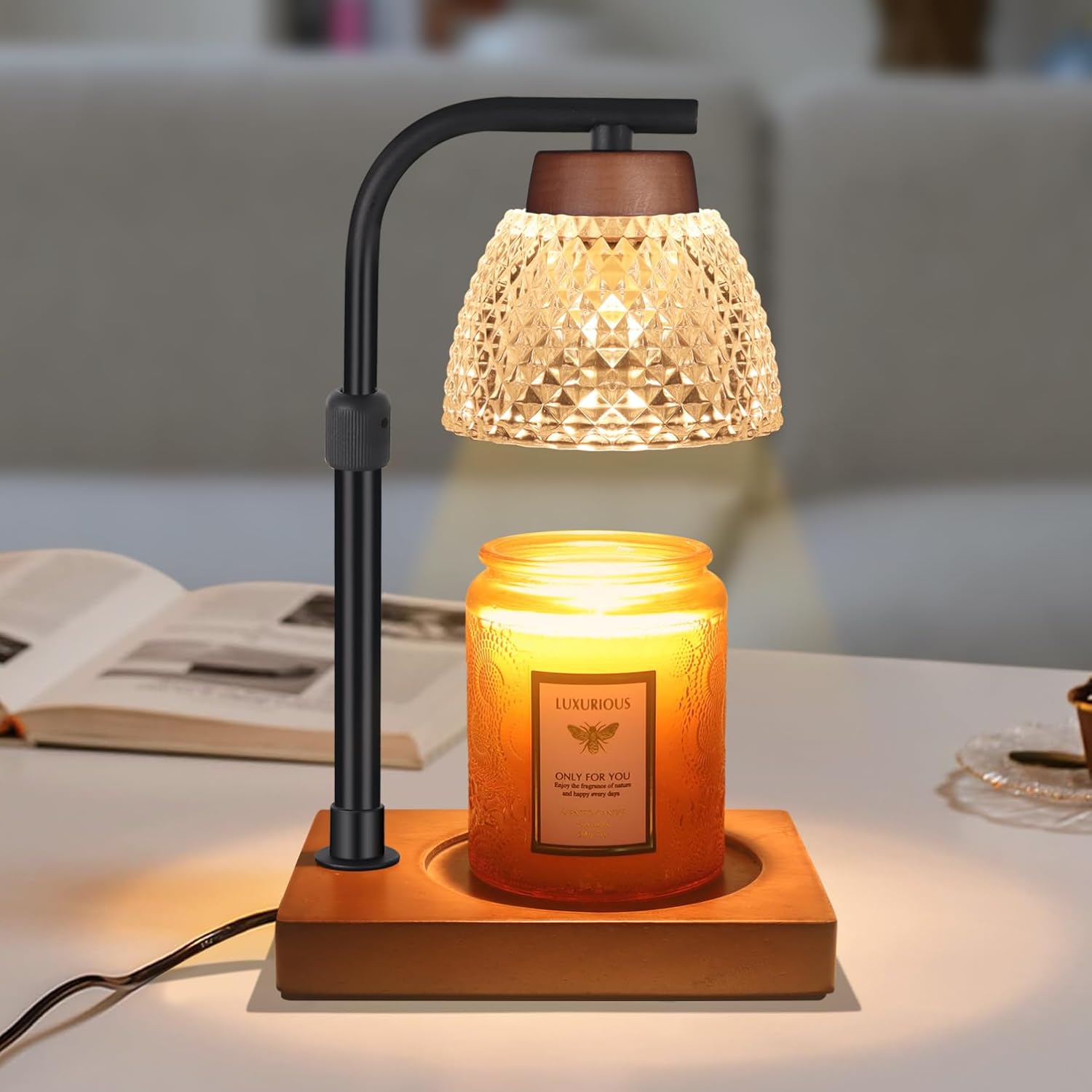 Dimmable Candle Warmer Lamp with Timer Electric Wax Melt Warmer Diamond White