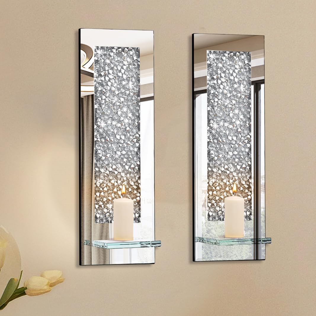 Pibeyer Crystal-Crushed Diamond Wall Candle Holders